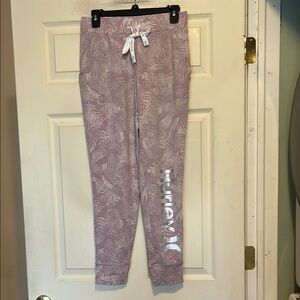 Hurley “Soft & Cozy” Knit Lounge Lavender Palm Leave Print Joggers Size Small